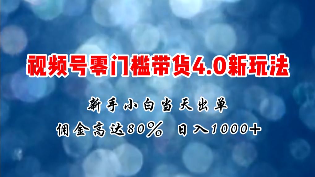 （11358期）微信视频号零门槛带货4.0新玩法，新手小白当天见收益，日入1000+-网赚联盟