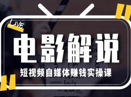 电影解说短视频自媒体赚钱实操课，教你做电影解说短视频，月赚1万-网赚联盟
