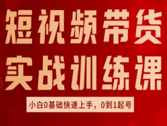 短视频带货实战训练课，好物分享实操，小白0基础快速上手，0到1起号-网赚联盟