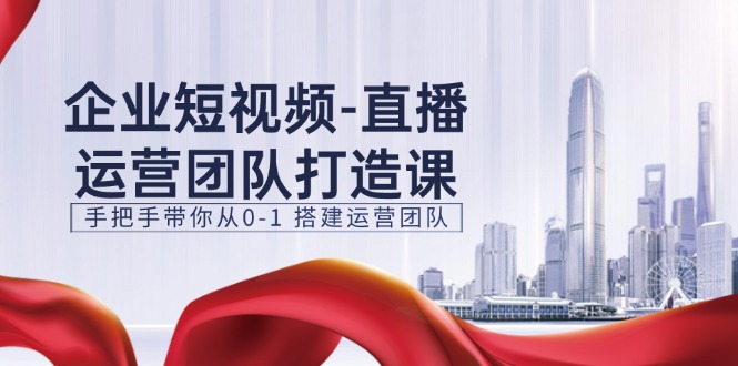 企业短视频直播运营团队打造课，手把手带你从0-1搭建运营团队（15节）-网赚联盟