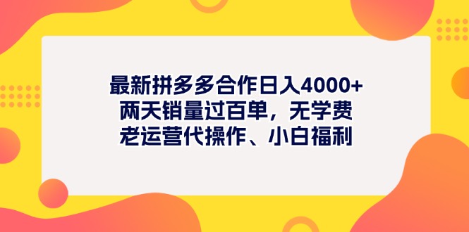 （11410期）最新拼多多项目日入4000+两天销量过百单，无学费、老运营代操作、小白福利-网赚联盟
