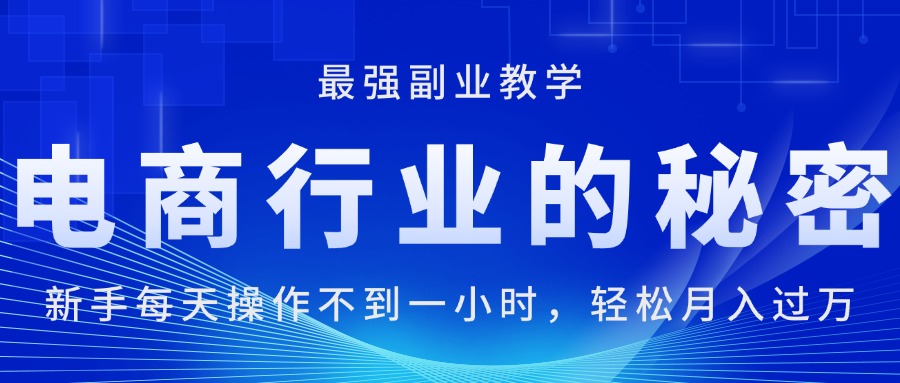 （11427期）电商行业的秘密，新手每天操作不到一小时，月入过万轻轻松松，最强副业…-网赚联盟