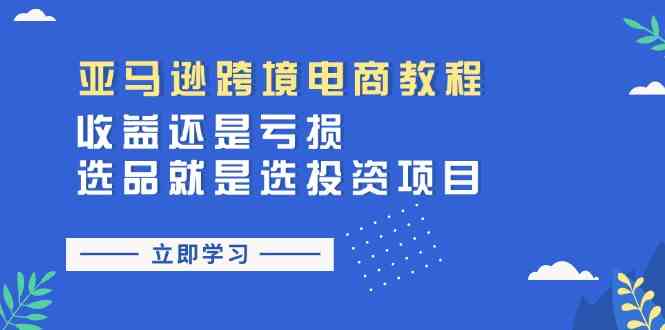 亚马逊跨境电商教程：收益还是亏损！选品就是选投资项目-网赚联盟