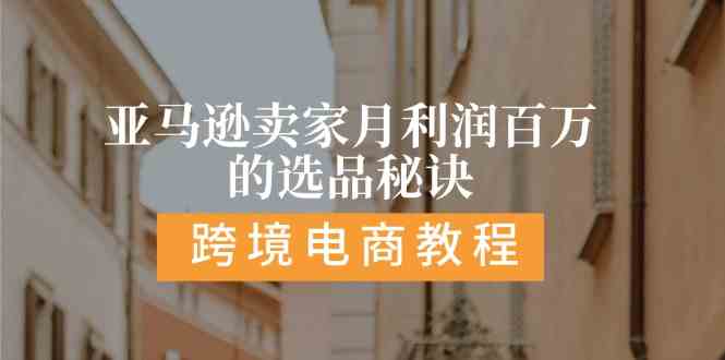 亚马逊卖家月利润百万的选品秘诀: 抓重点/高利润/大方向/大类目/选品易-网赚联盟