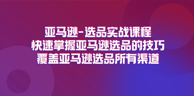 （11620期）亚马逊-选品实战课程，快速掌握亚马逊选品的技巧，覆盖亚马逊选品所有渠道-网赚联盟