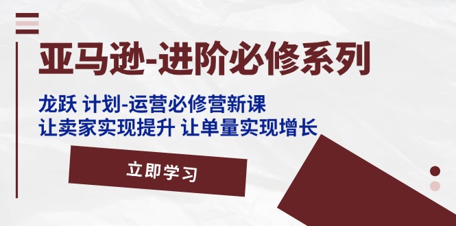 （11623期）亚马逊-进阶必修系列，龙跃 计划-运营必修营新课，让卖家实现提升 让单…-网赚联盟