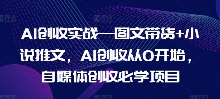 AI创收实战—图文带货+小说推文，AI创收从0开始，自媒体创收必学项目-网赚联盟