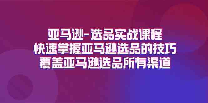 亚马逊选品实战课程，快速掌握亚马逊选品的技巧，覆盖亚马逊选品所有渠道-网赚联盟