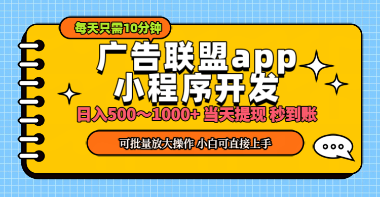 （11645期）小程序开发 广告赚钱 日入500~1000+ 小白轻松上手！-网赚联盟