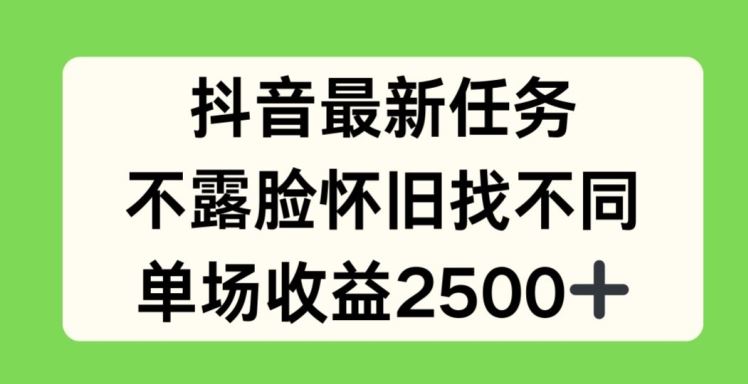 抖音最新任务，不露脸怀旧找不同，单场收益2.5k【揭秘】-网赚联盟