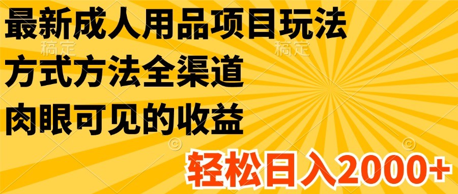 最新成人用品项目玩法，方式方法全渠道，肉眼可见的收益，轻松日入2000+-网赚联盟