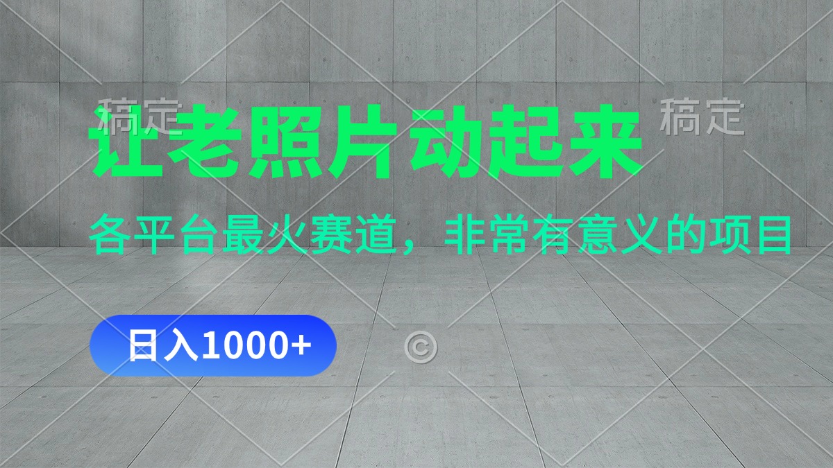 （11671期）让老照片动起来，一天变现1000+，各平台最火赛道，看完就会-网赚联盟