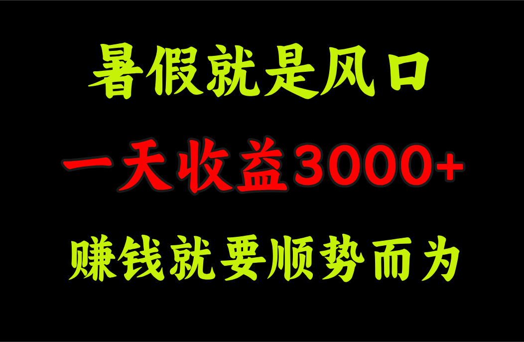 （11670期）一天收益3000+ 赚钱就是顺势而为，暑假就是风口-网赚联盟