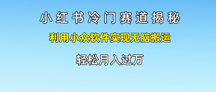 小红书冷门赛道揭秘,利用小众软件实现无脑搬运，轻松月入过万-网赚联盟