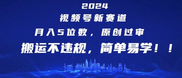 2024视频号新赛道，月入5位数+，原创过审，搬运不违规，简单易学【揭秘】-网赚联盟