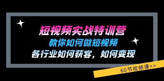 短视频实战特训营：教你如何做短视频，各行业如何获客，如何变现 (60节)-网赚联盟