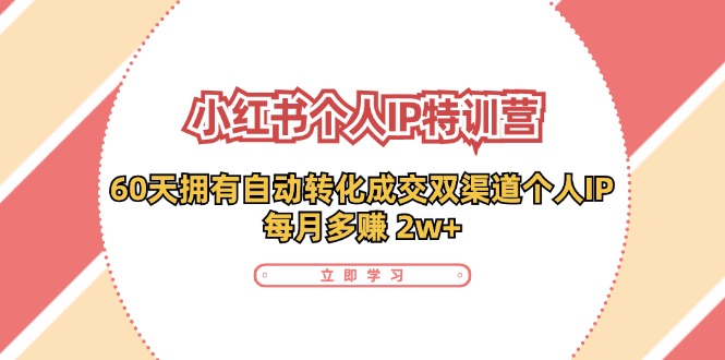 小红书个人IP陪跑营：两个月打造自动转化成交的多渠道个人IP，每月收入2w+（30节）-网赚联盟