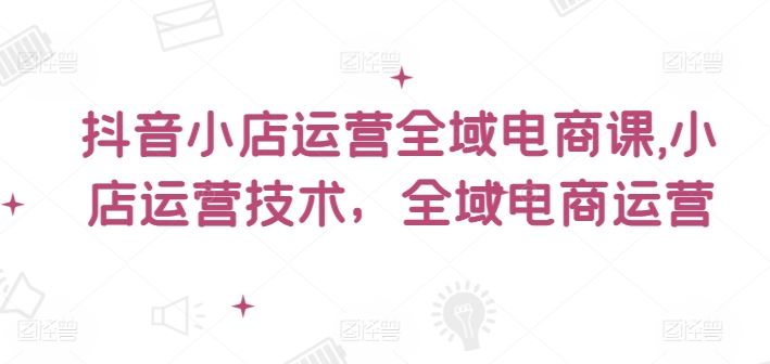 抖音小店运营全域电商课，​小店运营技术，全域电商运营-网赚联盟