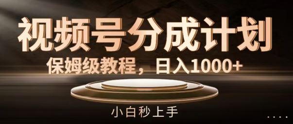 视频号分成计划保姆级教程，日入1K，小白秒上手【揭秘】-网赚联盟