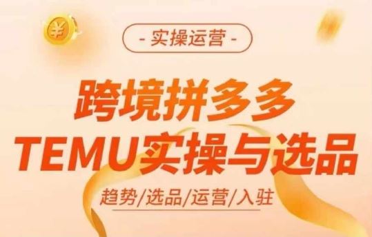 跨境拼多多TEMU实操与选品，多多temu跨境选品运营实操-网赚联盟