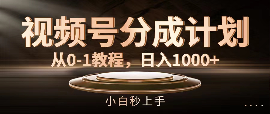 （11931期）视频号分成计划，从0-1教程，日入1000+-网赚联盟