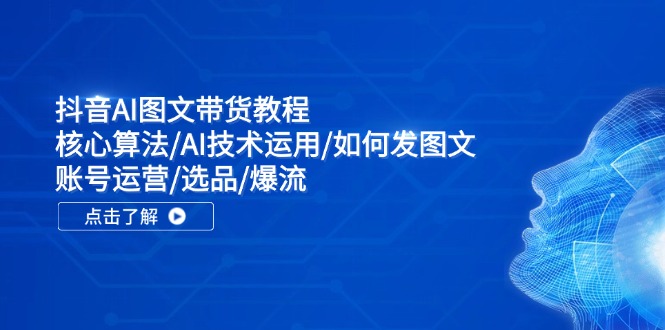 抖音AI图文带货教程：核心算法/AI技术运用/如何发图文/账号运营/选品/爆流-网赚联盟