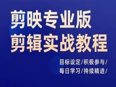 剪映专业版剪辑实战教程，目标设定/积极参与/每日学习/持续精进-网赚联盟