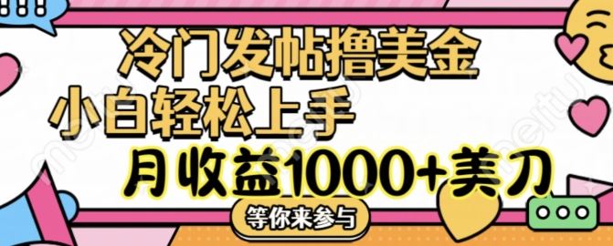 冷门发帖撸美金项目，月收益1000+美金，简单无脑，干就完了【揭秘】-网赚联盟