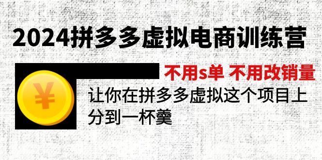 （12024期）2024拼多多虚拟电商训练营 不s单 不改销量  做虚拟项目分一杯羹(更新10节)-网赚联盟