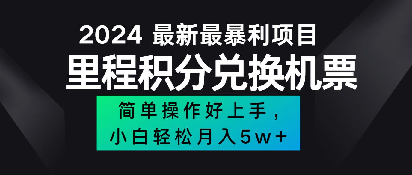 （12016期）2024最新里程积分兑换机票，手机操作小白轻松月入5万++-网赚联盟