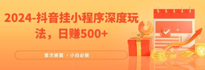 2024全网首次披露，抖音挂小程序深度玩法，日赚500+，简单、稳定，带渠道收入，小白必做【揭秘】-网赚联盟