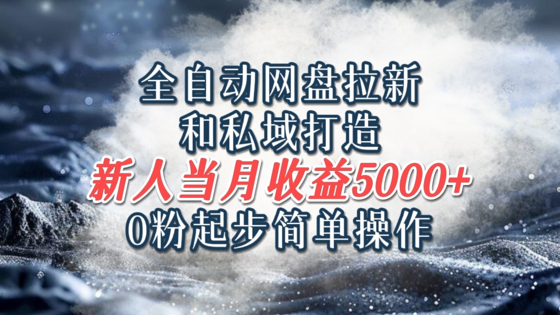 全自动网盘拉新和私域打造，0粉起步简单操作，新人入门当月收益5000以上-网赚联盟