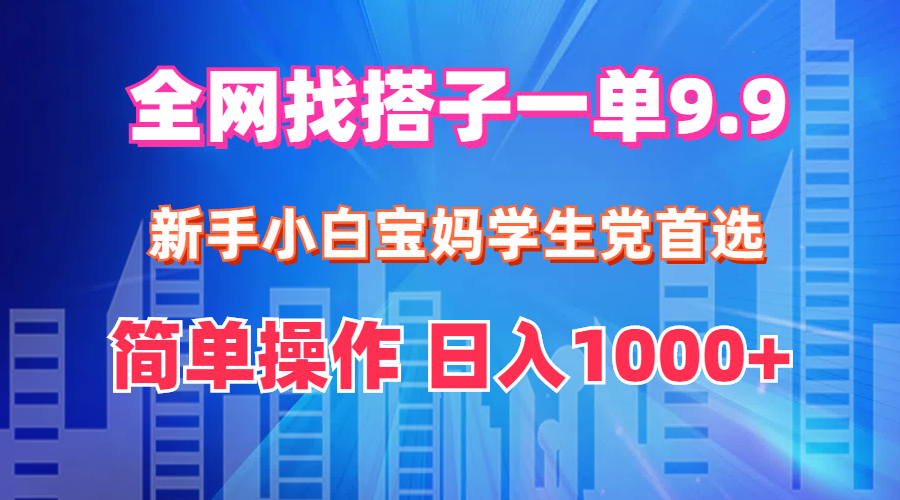 （12295期）全网找搭子1单9.9 新手小白宝妈学生党首选 简单操作 日入1000+-网赚联盟