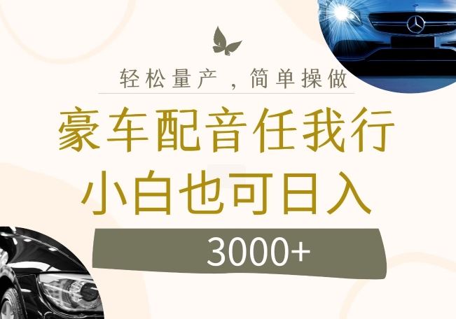 不为人知的暴力小项目，豪车配音，日入几张【揭秘】-网赚联盟