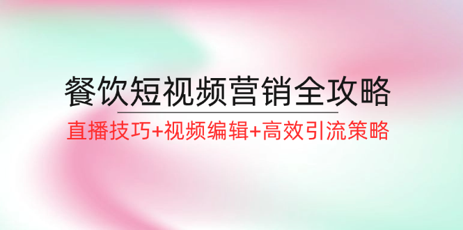 餐饮短视频营销全攻略：直播技巧+视频编辑+高效引流策略-网赚联盟