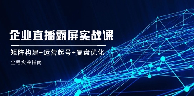 （12338期）企 业 直 播 霸 屏实战课：矩阵构建+运营起号+复盘优化，全程实操指南-网赚联盟