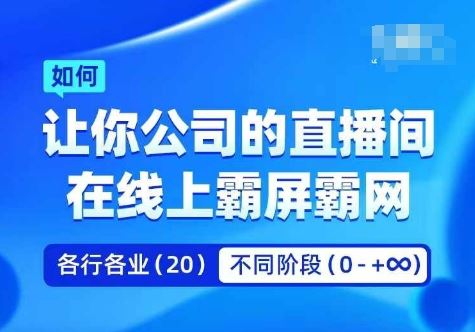 企业矩阵直播霸屏实操课，让你公司的直播间在线上霸屏霸网-网赚联盟