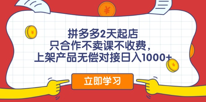 （12356期）拼多多0成本开店，只合作不卖课不收费，0成本尝试，日赚千元+-网赚联盟