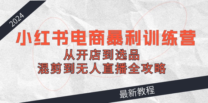 （12361期）2024小红书电商暴利训练营：从开店到选品，混剪到无人直播全攻略-网赚联盟