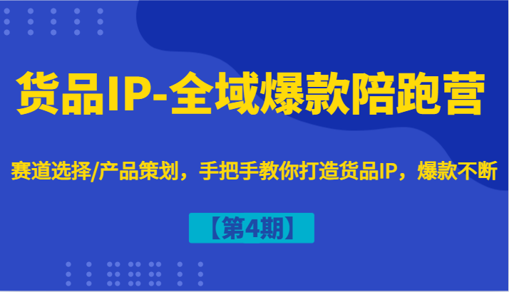 货品IP-全域爆款陪跑营【第4期】赛道选择/产品策划，手把手教你打造货品IP，爆款不断-网赚联盟