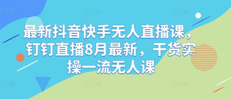 最新抖音快手无人直播课，钉钉直播8月最新，干货实操一流无人课-网赚联盟