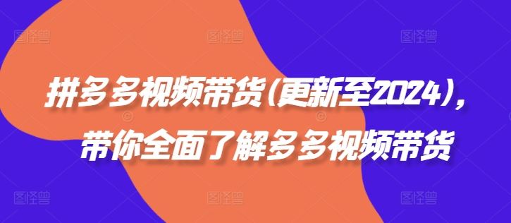 拼多多视频带货(更新至2024)，带你全面了解多多视频带货-网赚联盟