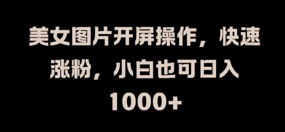 美女图片开屏操作，快速涨粉，小白也可日入1k【揭秘】-网赚联盟