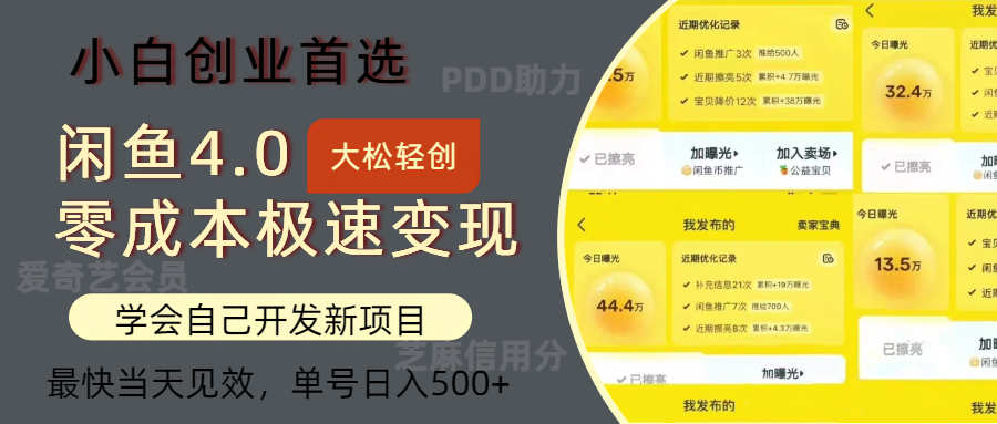 （12434期）闲鱼0成本极速变现项目，多种变现方式 单号日入500+最新玩法-网赚联盟