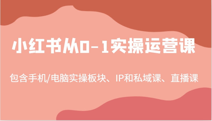 小红书从0-1实操运营课，包含手机/电脑实操板块、IP和私域课、直播课（97节）-网赚联盟