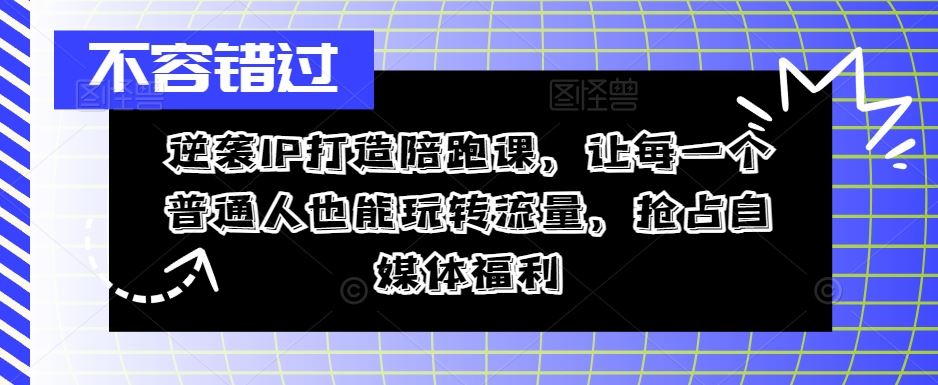 逆袭IP打造陪跑课，让每一个普通人也能玩转流量，抢占自媒体福利-网赚联盟