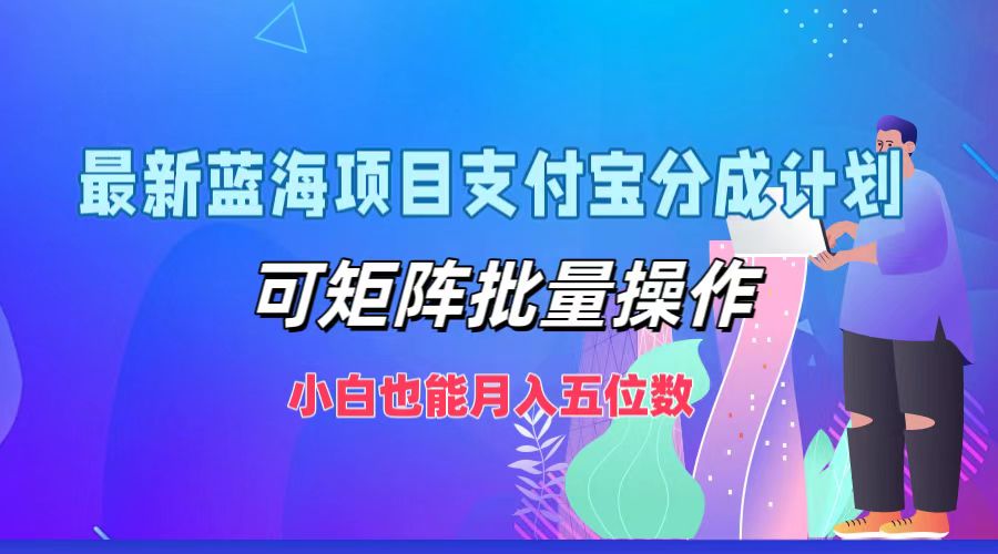 最新蓝海项目支付宝分成计划，可矩阵批量操作，小白也能月入五位数-网赚联盟