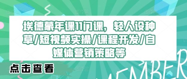 埃德蒙年课11门课，轻人设种草/短视频实操/课程开发/自媒体营销策略等-网赚联盟