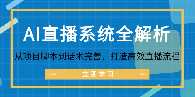 AI直播系统全解析：从项目脚本到话术完善，打造高效直播流程-网赚联盟