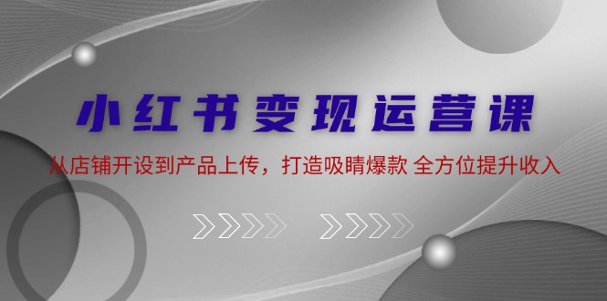 小红书变现运营课：从店铺开设到产品上传，打造吸睛爆款 全方位提升收入-网赚联盟